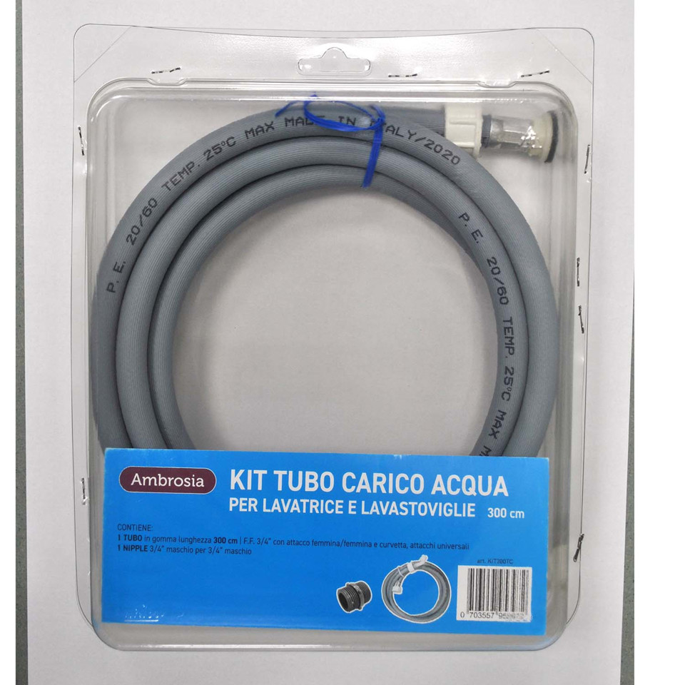 Ambrosia KIT: TUBO CARICO LAVATR. CURVO CM.300 + 1 NIPPLES P/RACCORDARE DA 3/4" M.M IN PLASTICA Ambrosia KIT: TUBO CARICO LAVATR. CURVO CM.300 + 1 NIPPLES P/RACCORDARE DA 3/4" M.M IN PLASTICA