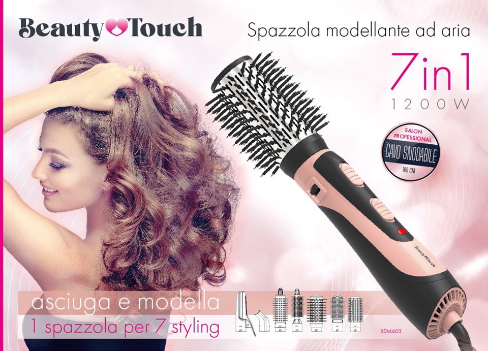 Beauty Touch XDMJ603 messa in piega Spazzola ad aria calda Caldo Rose Gold 1200 W 1,8 m