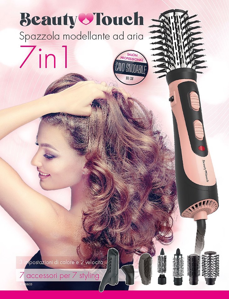 Beauty Touch XDMJ603 messa in piega Spazzola ad aria calda Caldo Rose Gold 1200 W 1,8 m