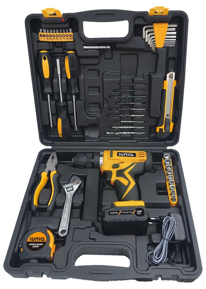 IUNIQ Kit Valigia Trapano Cacciavite a Batteria e 44 Accessori