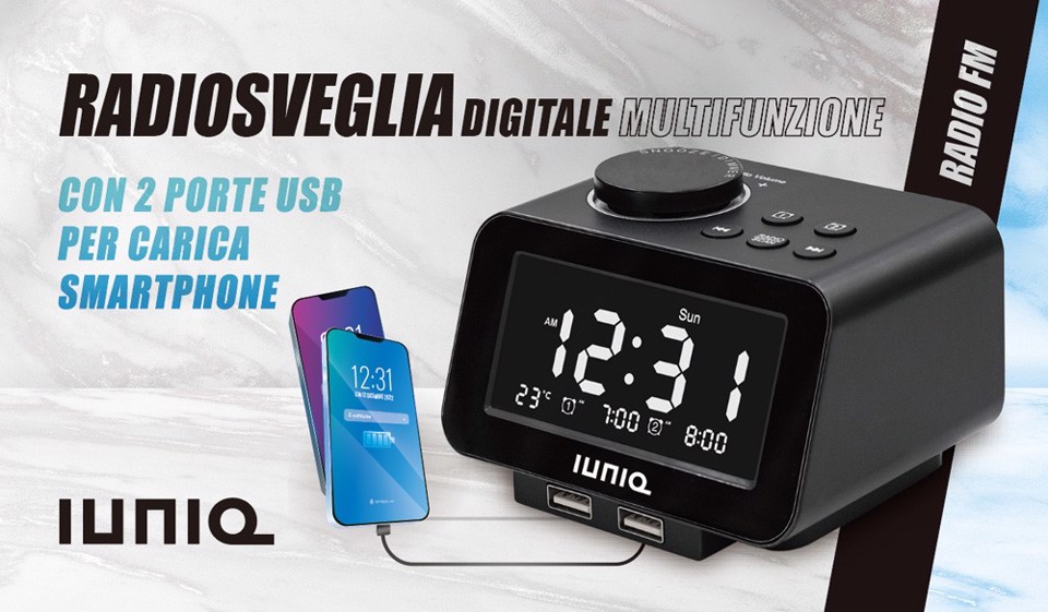 IUNIQ XDET5054 sveglia Sveglia digitale Nero