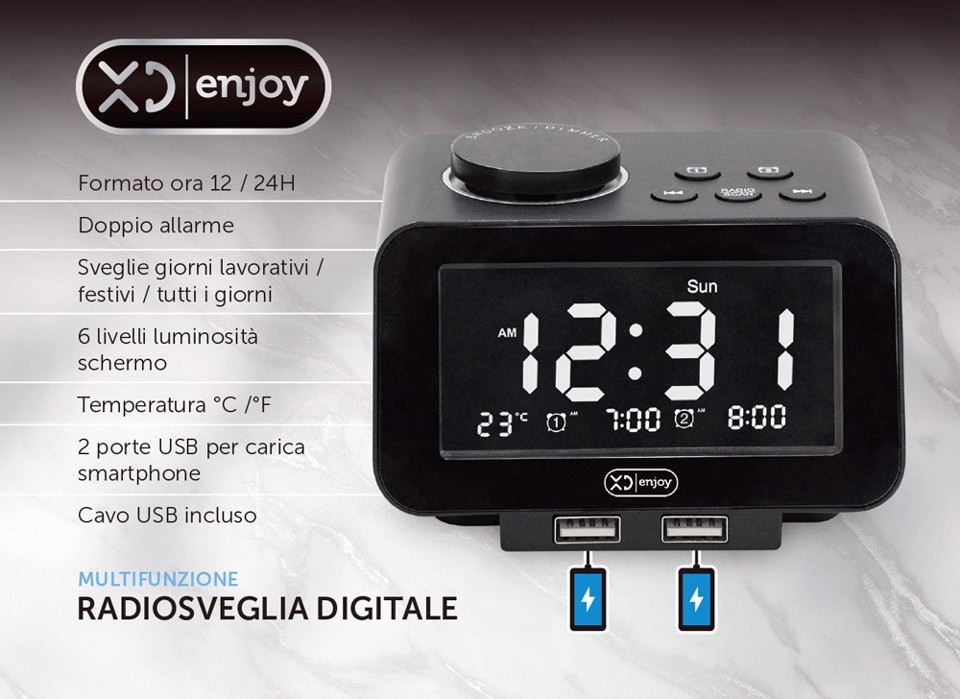 XD Enjoy XDET5054 sveglia Sveglia digitale Nero