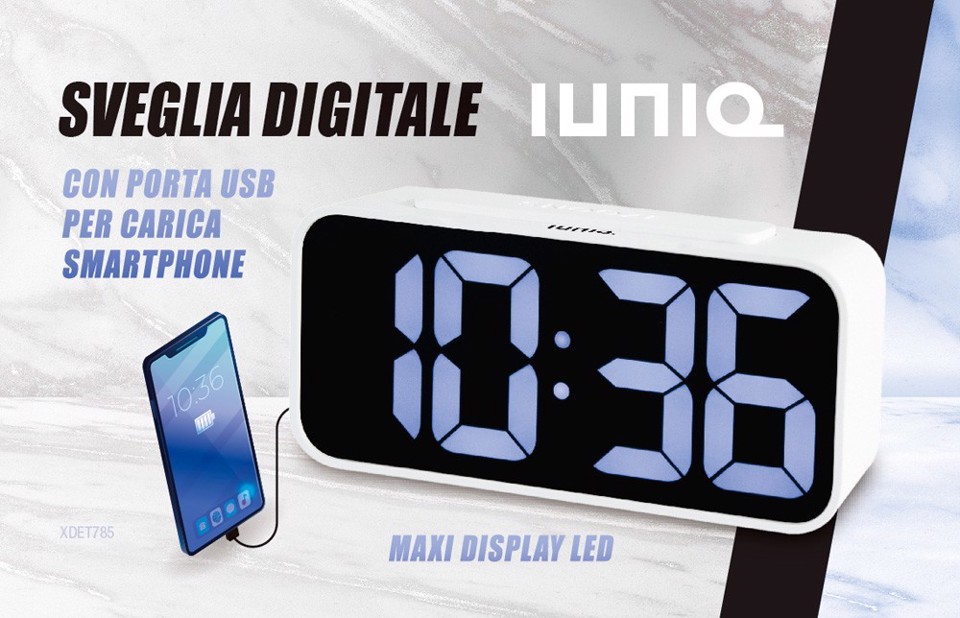 IUNIQ XDET785 Sveglia digitale Bianco