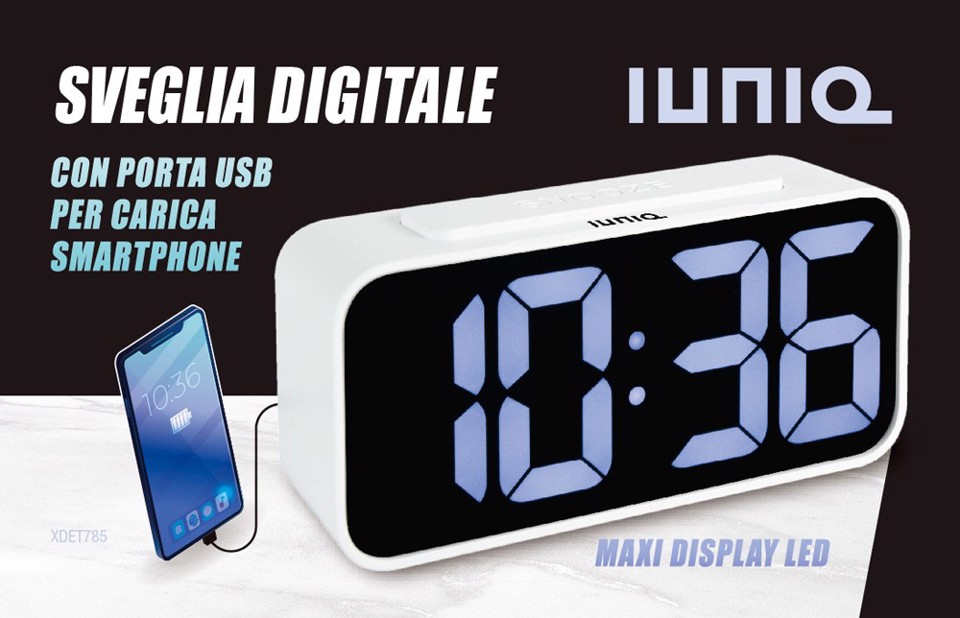 IUNIQ XDET785 Sveglia digitale Bianco