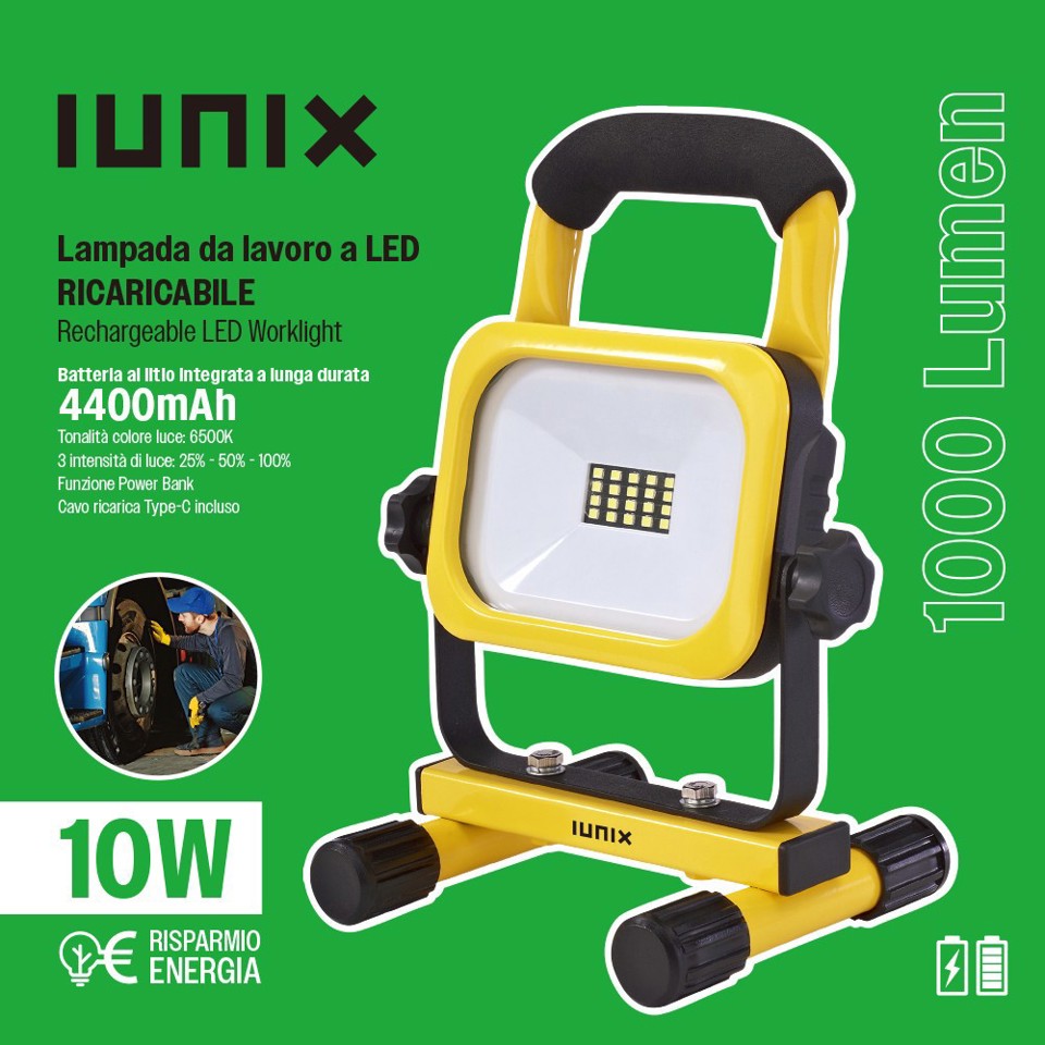 IUNIX Lampada da lavoro a LED ricaricabile