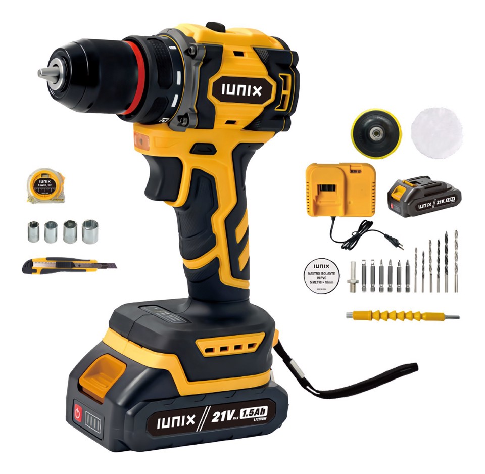 IUNIX XDVV14K cacciavite elettrico e avvitatore a impulso 1800 Giri/min Nero, Giallo