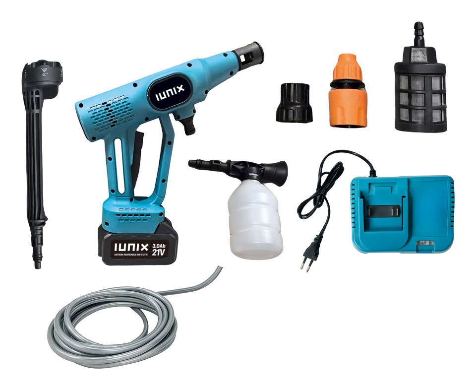 IUNIX XDVV22B idropulitrice Compatta Batteria 8 l/h 300 W Nero, Blu