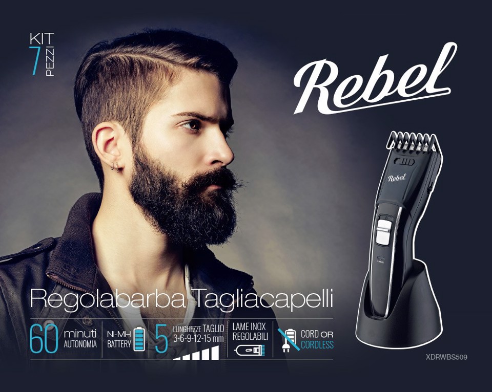Rebel XDRWBS509 regolabarba CA/Batteria 5 1,5 cm Nero