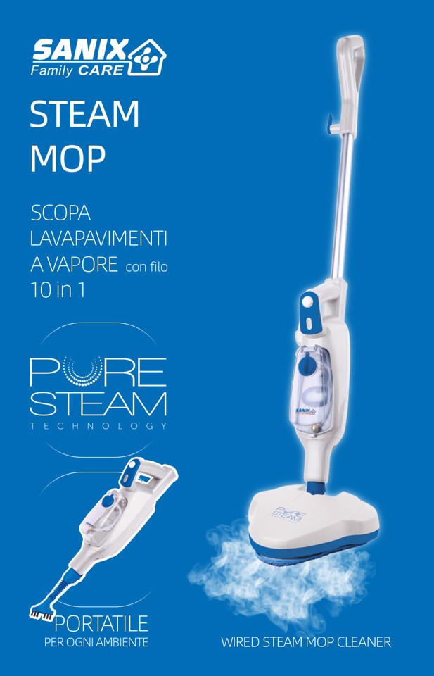 Sanix Family Care XDZK55 Pulitore a vapore Pulitore a vapore verticale 0,32 L 1500 W Blu, Bianco