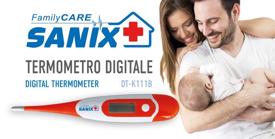 Sanix Family Care DT-K111B Termometro a contatto Arancione, Bianco Universale Pulsanti