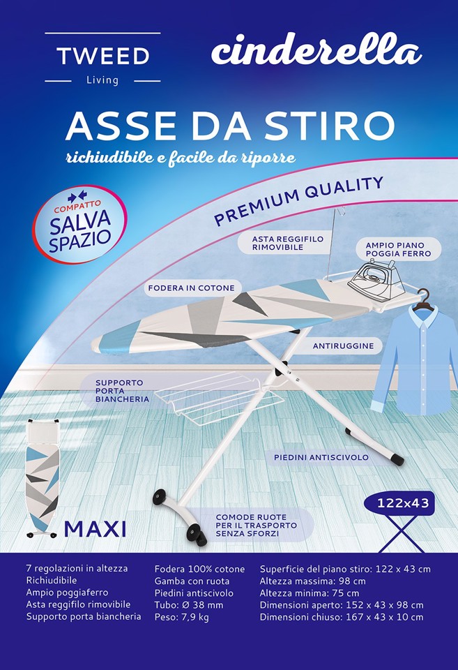 TWEED Asse Da Stiro Richiudibile - Maxi Formato