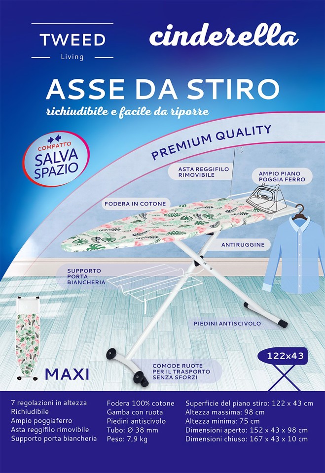 TWEED Asse Da Stiro Richiudibile - Maxi Formato