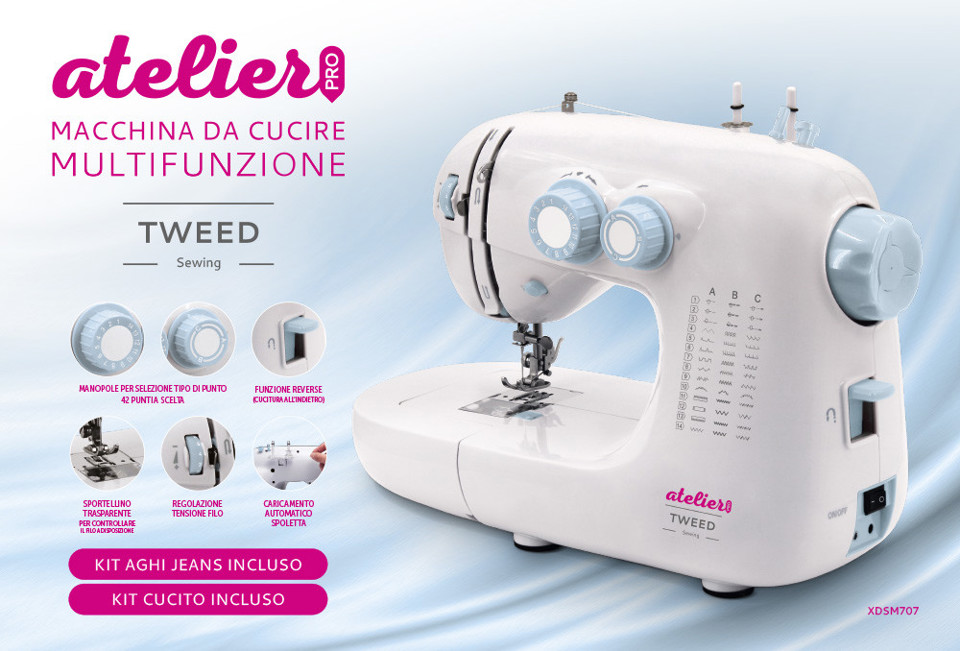 TWEED Atelier Macchina da cucire automatica 42 operazioni braccio libero XDSM707