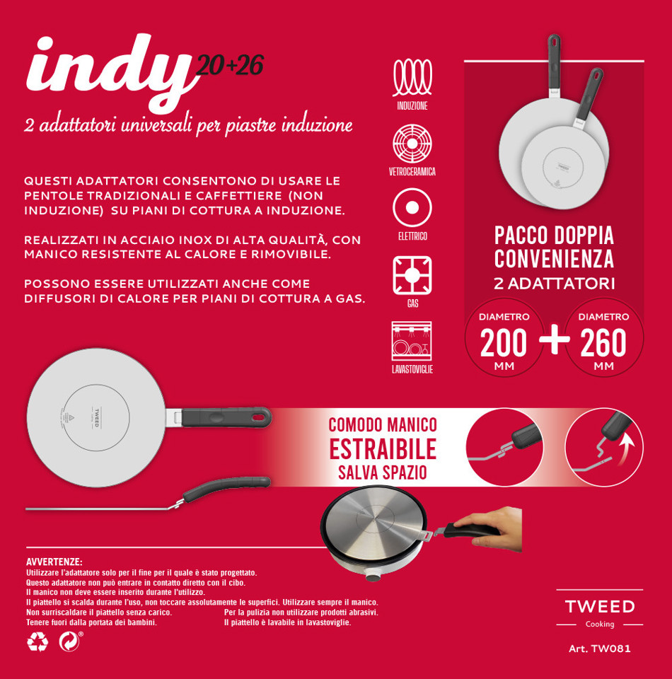 TWEED INDY Kit adattatore induzione 2 pz
