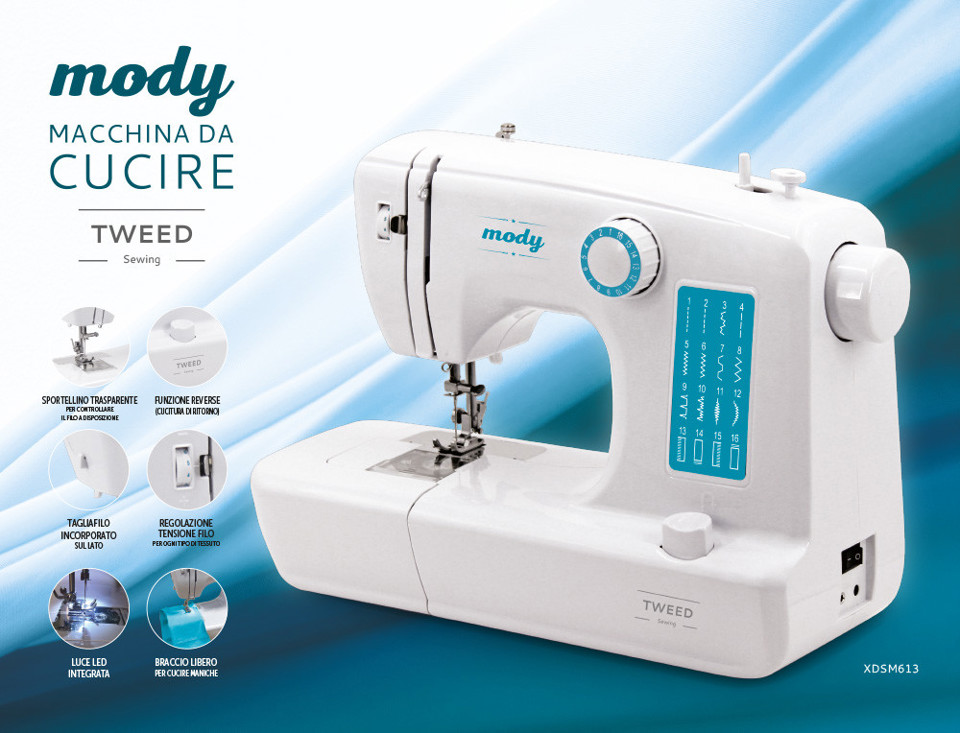 TWEED Mody Macchina da cucire automatica 16 operazioni braccio libero elettrica XDSM613