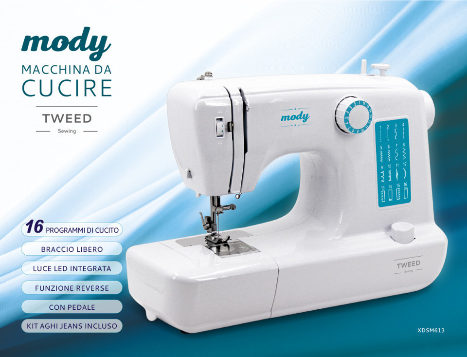 TWEED Mody Macchina da cucire automatica 16 operazioni braccio libero elettrica XDSM613