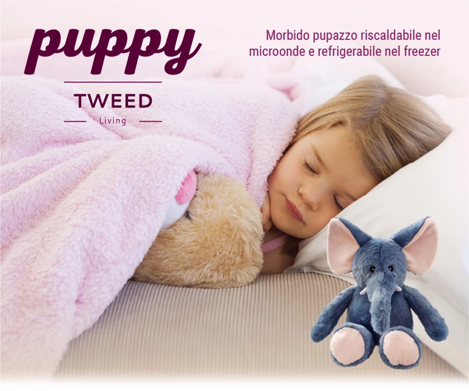 TWEED PUPPY Morbido pupazzo riscaldabile nel microonde e refrigerabile nel freezer