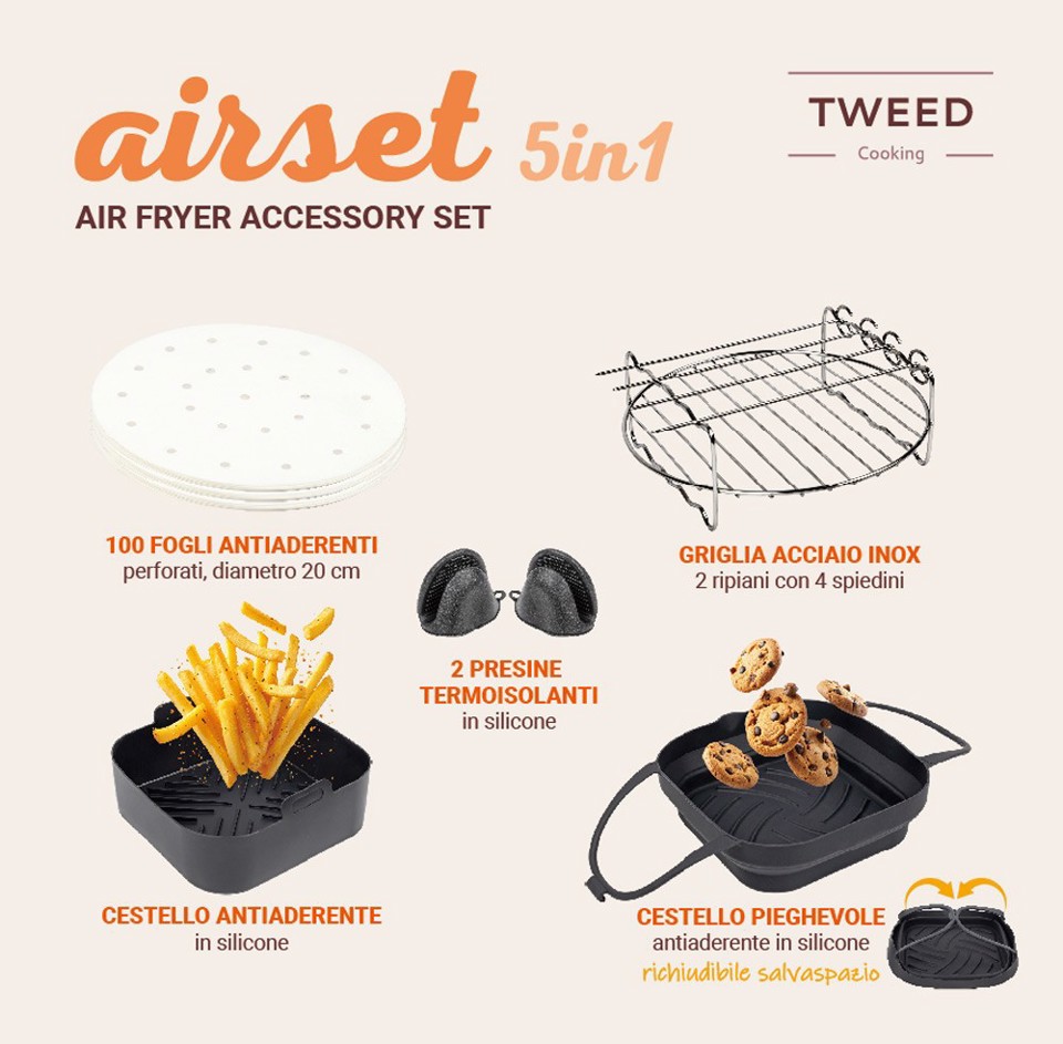 TWEED Set accessori per friggitrice ad aria