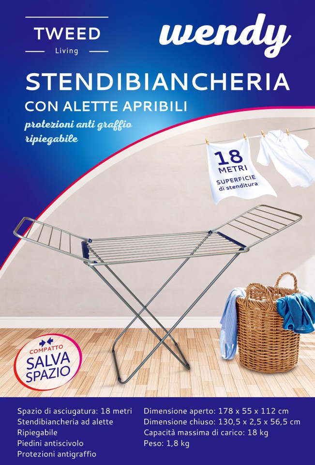 TWEED Stendibiancheria Con Alette Apribili