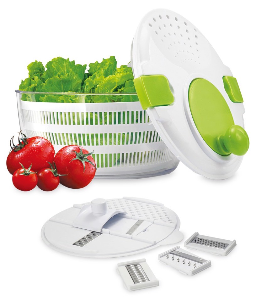 TWEED TW030 centrifuga da insalata Verde, Bianco Manovella/manico