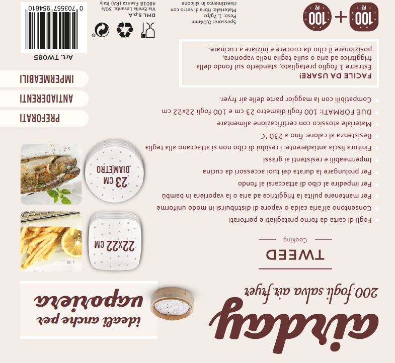 TWEED 200 Fogli pretagliati e perforati per friggitrice ad aria, forno, vaporiera TW085