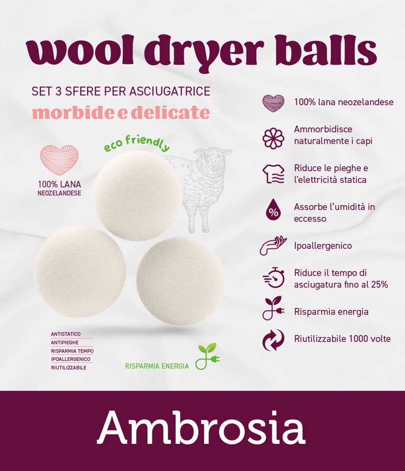 Ambrosia TW087 set 3 sfere per asciugatrice