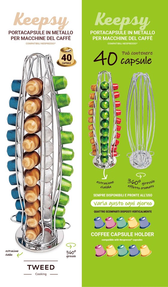 TWEED TW133 contenitore per capsule di caffè 40 capsule Argento