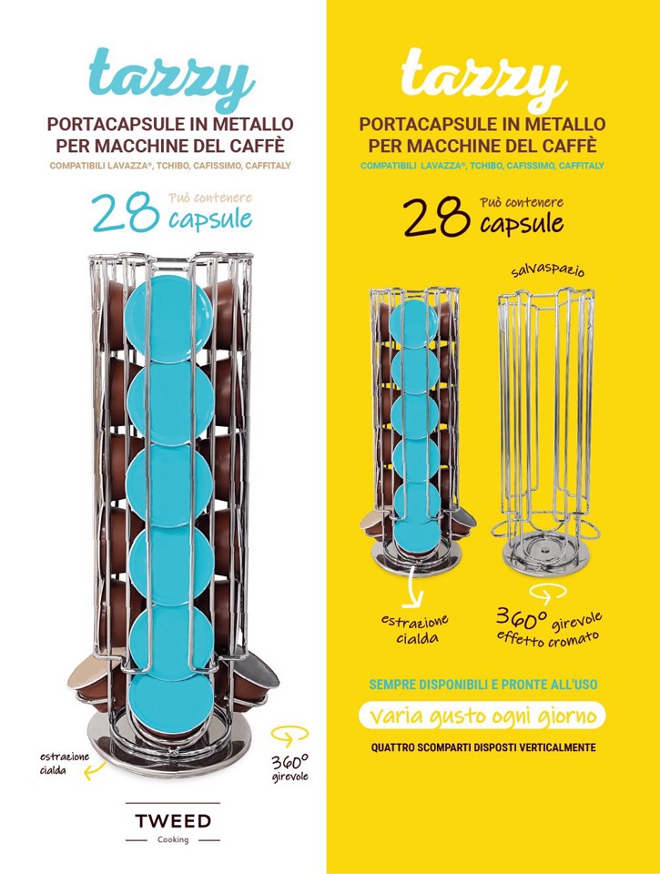 TWEED TW134 contenitore per capsule di caffè Lavazza 28 capsule Metallo Cromo