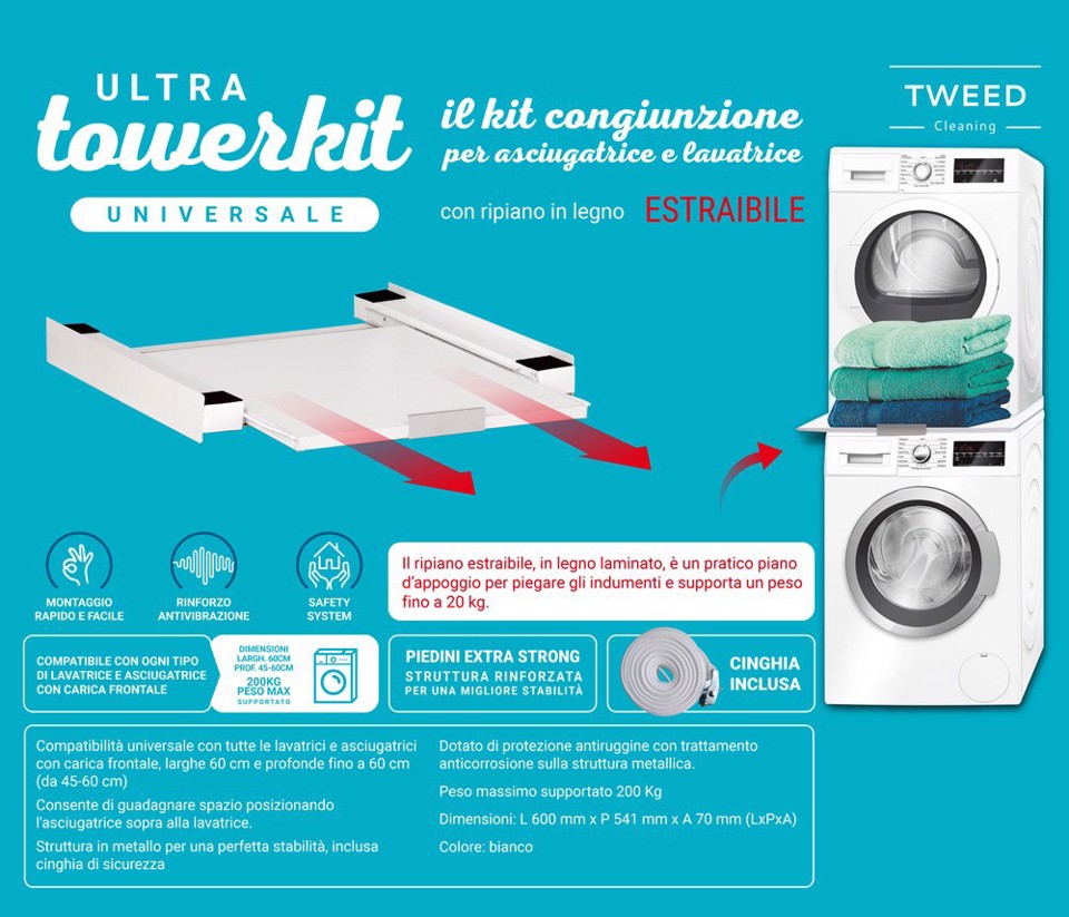 TWEED ULTRA TOWERKIT Kit congiunzione per asciugatrice e lavatrice