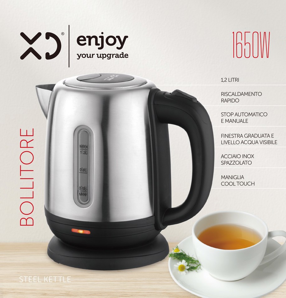 XD Enjoy Bollitore Elettrico In Acciaio 1.2 Litri - 1650W