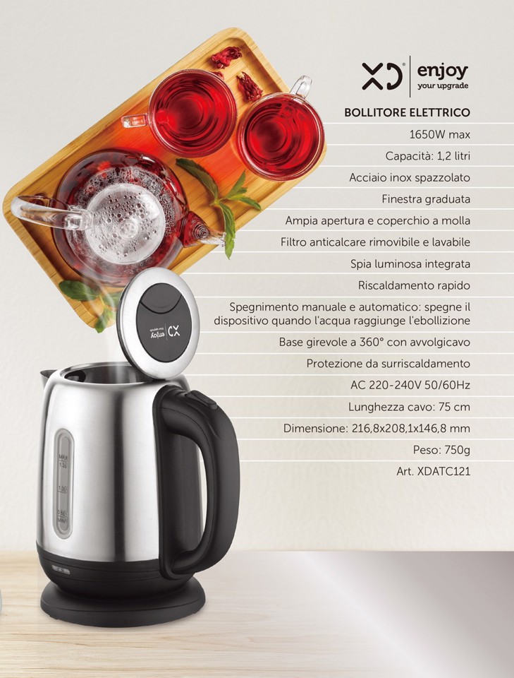 XD Enjoy Bollitore Elettrico In Acciaio 1.2 Litri - 1650W