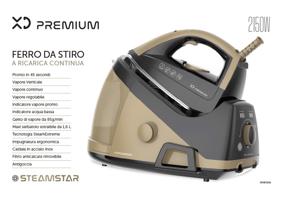 XD Premium Ferro da stiro a ricarica continua 2150W - XD Premium