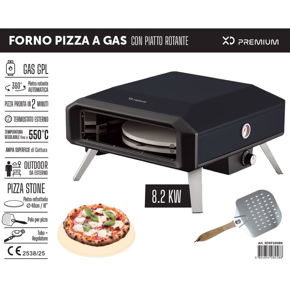 XD Enjoy Forno Pizza a Gas Con Piatto Rotante "Vulcanpro" - da Esterno