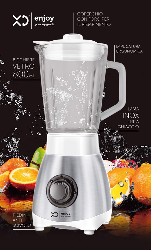 XD Enjoy Frullatore Bicchiere in Vetro 0,8L