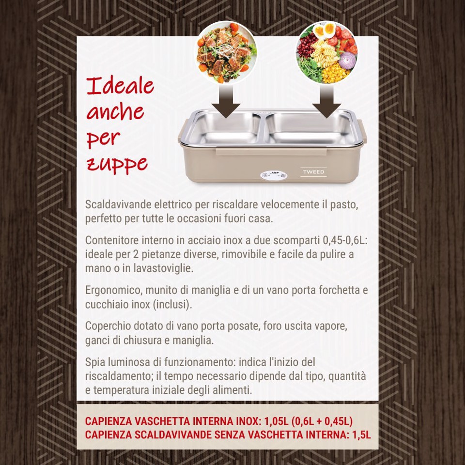 XD Enjoy LUNCH BOX scaldavivande elettrico portatile con borsa e posate