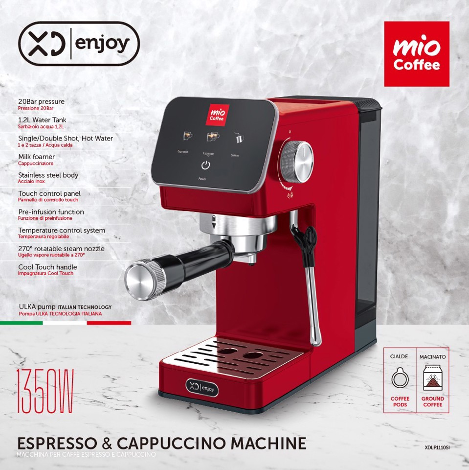 XD Enjoy Macchina per Caffè a Cialde Espresso e Cappuccino 1350W