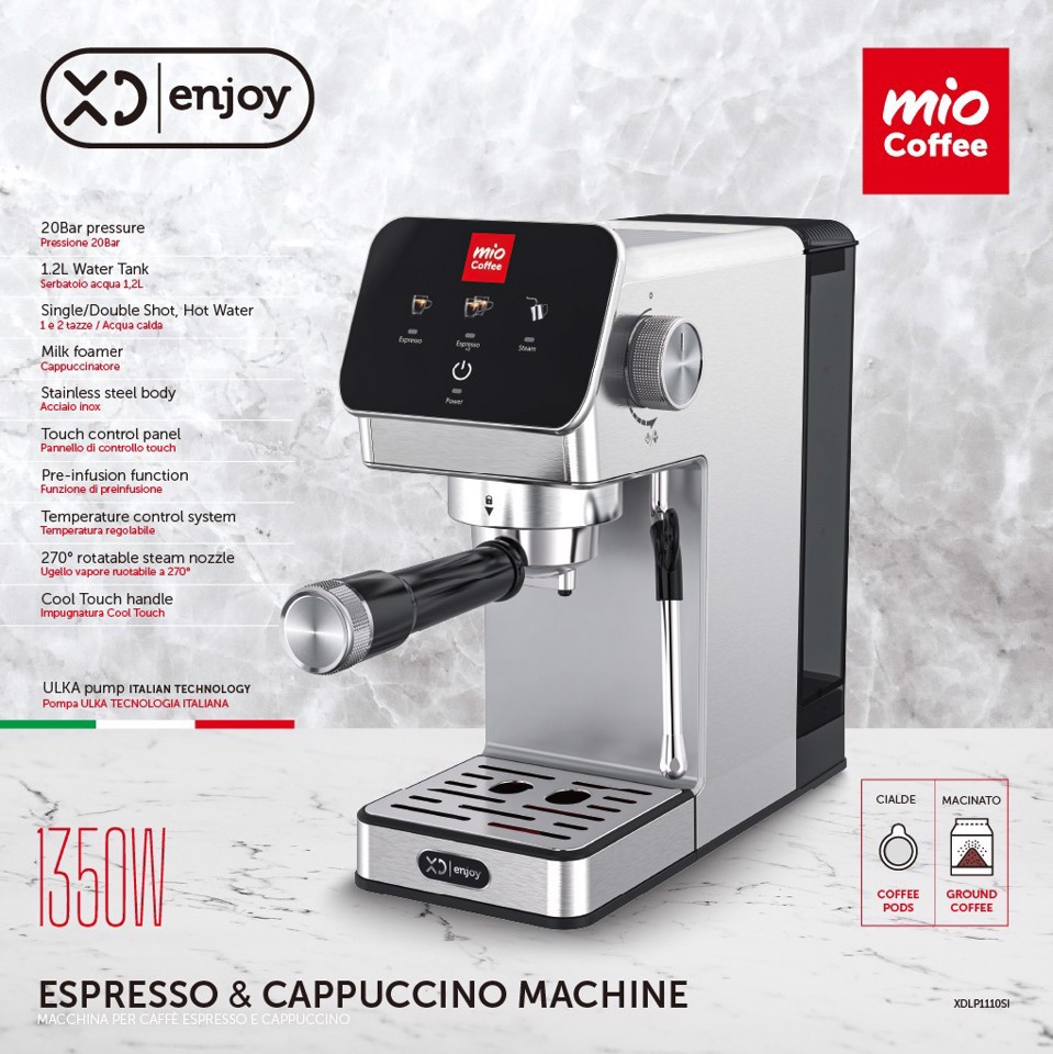 XD Enjoy Macchina per Caffè a Cialde Espresso e Cappuccino 1350W