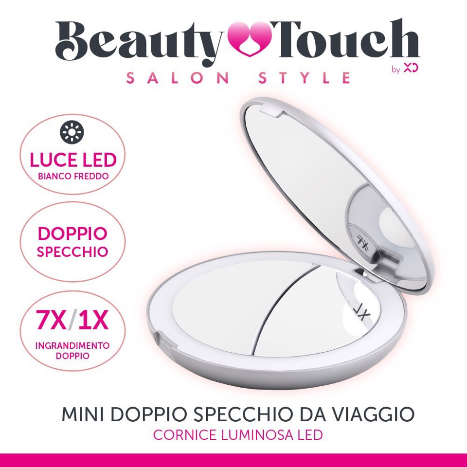 Beauty Touch XDGF1511 specchietto per trucco Ventosa Quadrato Bianco
