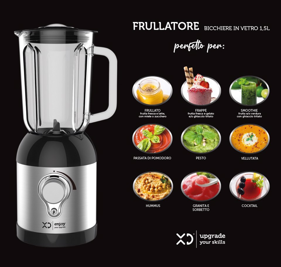 XD Enjoy XD XDHA220 Frullatore da tavolo 500 W 1,5 L Nero, Argento