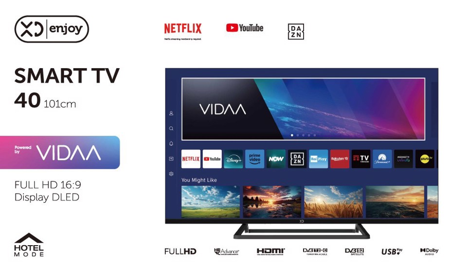 XD Enjoy XD40VF1ESAT TV 101,6 cm (40") Full HD Smart TV Wi-Fi Nero 250 cd/m²