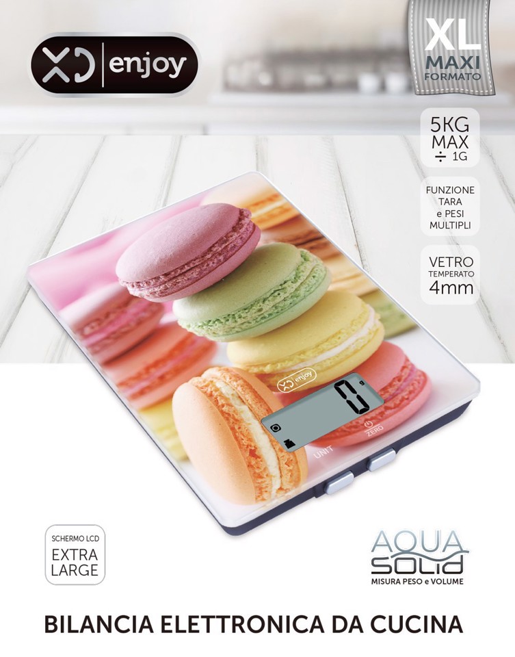 XD Enjoy XDCAM9332K bilancia da cucina Multicolore Superficie piana Rettangolo Bilancia da cucina elettronica