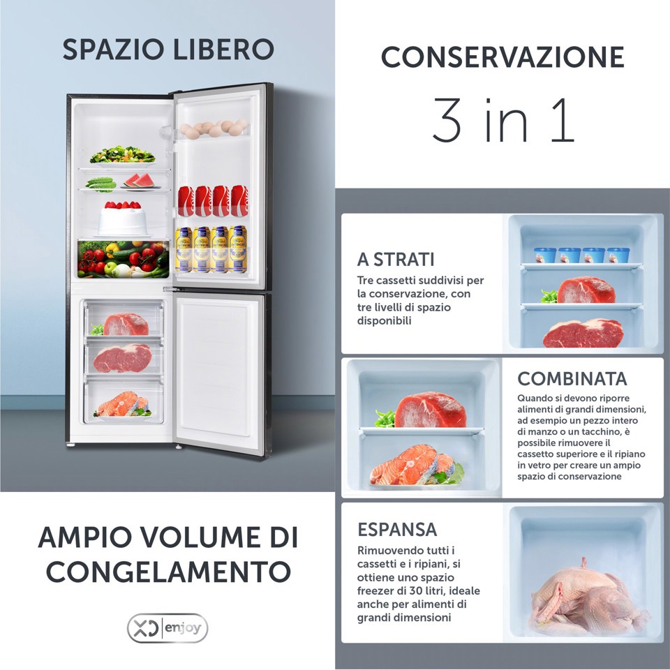XD Enjoy XDCBMRF159DSI frigorifero con congelatore Libera installazione 157 L D Argento