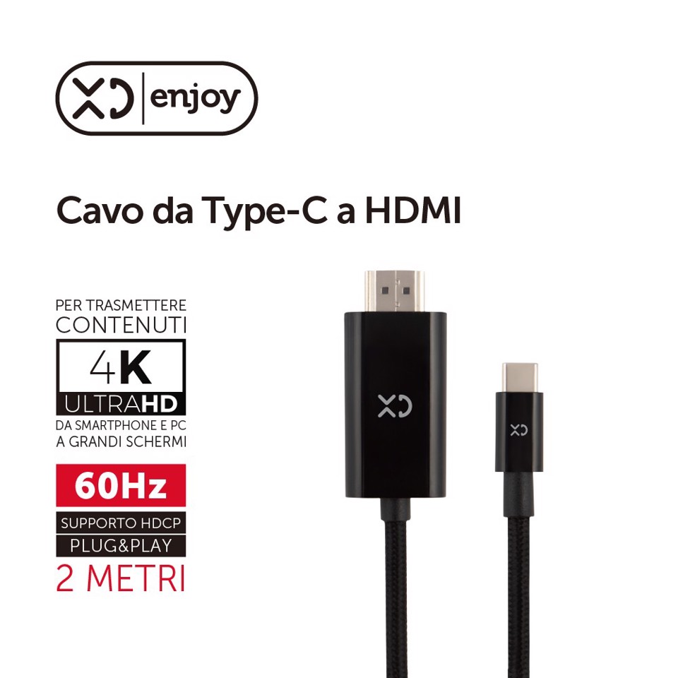 XD Enjoy XDCE45TH cavo e adattatore video 2 m USB tipo-C HDMI Nero