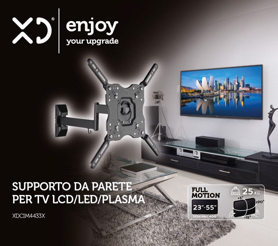 XD Enjoy XDCIM4433X Supporto TV a parete 139,7 cm (55") Nero