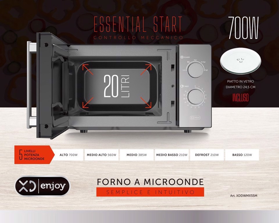 XD Enjoy XDDWMX55M forno a microonde Nero Solo microonde Superficie piana 20 L 700 W
