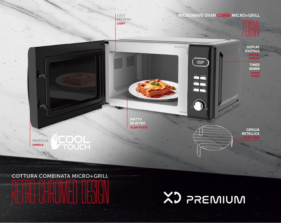 XD Premium XDDWUX20BK forno a microonde Nero Microonde combinato Superficie piana 20 L 700 W