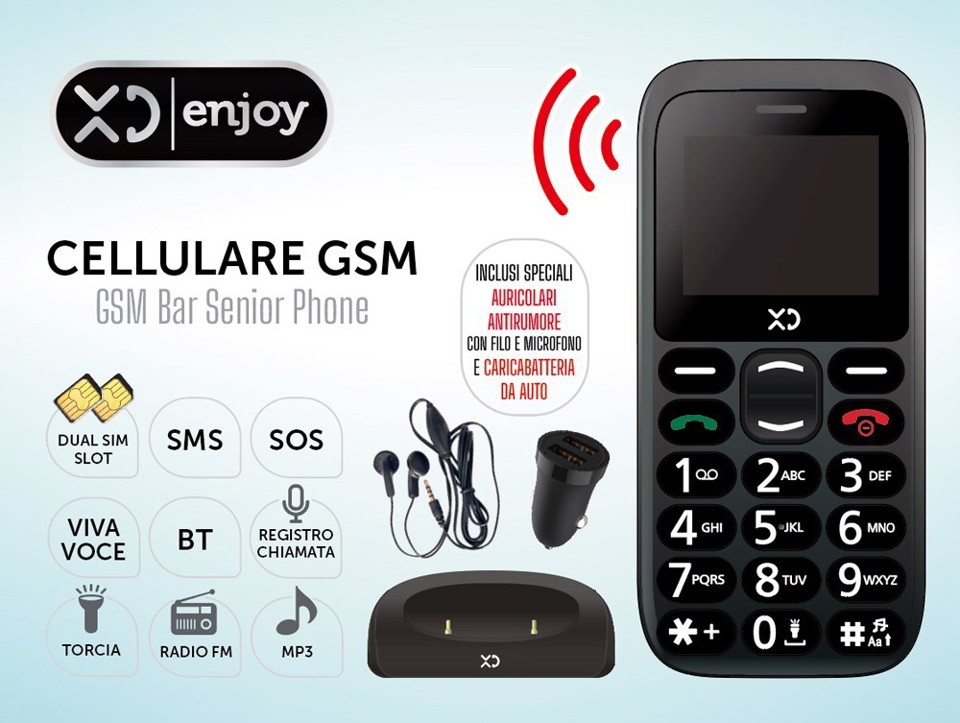 XD Enjoy XDEZB67BK cellulare 4,5 cm (1.77") Nero Telefono per anziani