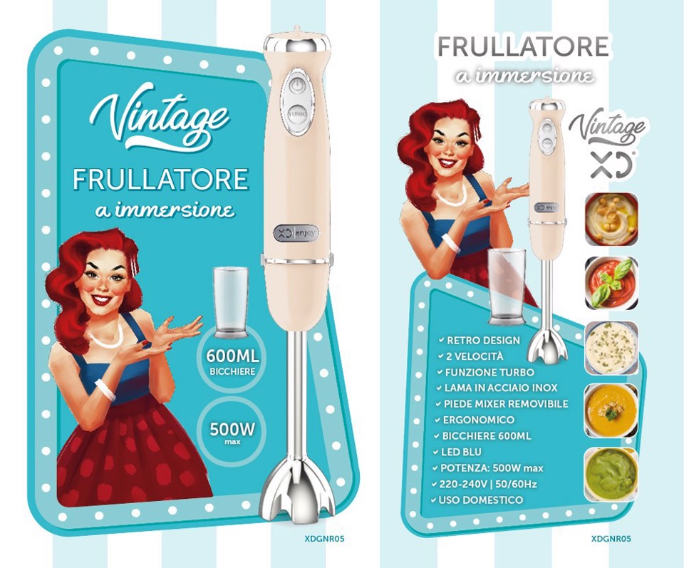 XD Vintage XDGNR05 frullatore 0,6 L Frullatore ad immersione 500 W Crema