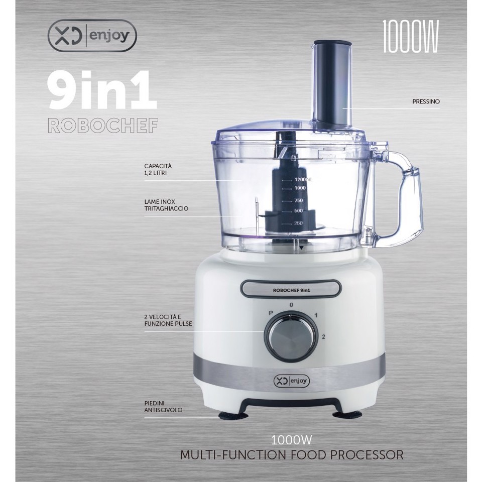 XD Enjoy XDHKFP120 robot da cucina 1000 W 1,2 L Trasparente, Bianco