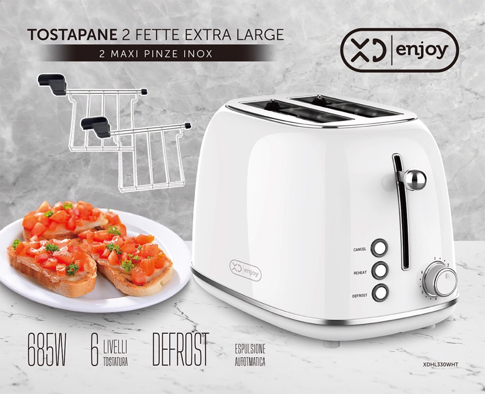 XD Enjoy XDHL330WHT tostapane 6 2 fetta/e 685 W Argento, Bianco